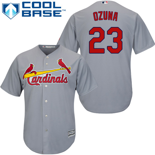 Cardinals #23 Marcell Ozuna Grey Cool Base Stitched Youth MLB Jersey