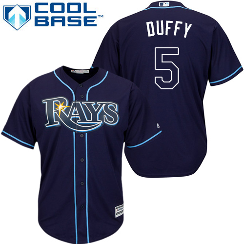 Rays #5 Matt Duffy Dark Blue Cool Base Stitched Youth MLB Jersey