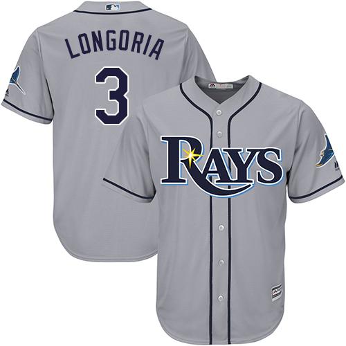 Rays #3 Evan Longoria Grey Cool Base Stitched Youth MLB Jersey
