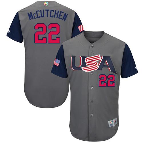 Team USA #22 Andrew McCutchen Gray 2017 World MLB Classic Authentic Stitched Youth MLB Jersey