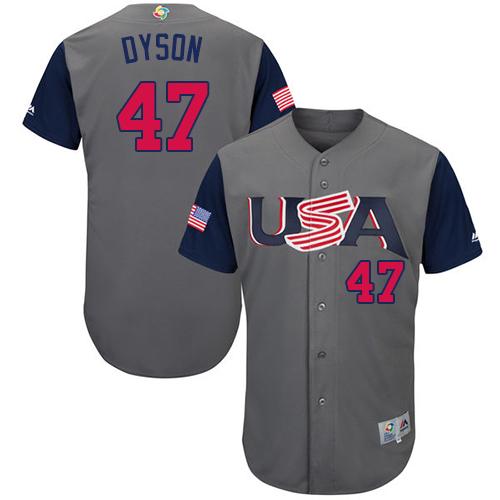 Team USA #47 Sam Dyson Gray 2017 World MLB Classic Authentic Stitched Youth MLB Jersey