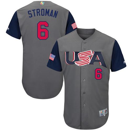 Team USA #6 Marcus Stroman Gray 2017 World MLB Classic Authentic Stitched Youth MLB Jersey