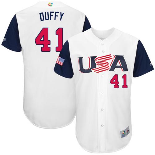 Team USA #41 Danny Duffy White 2017 World MLB Classic Authentic Stitched Youth MLB Jersey