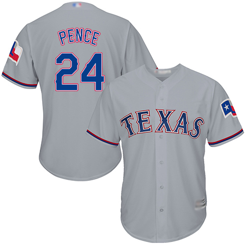 Rangers #24 Hunter Pence Grey Cool Base Stitched Youth MLB Jersey