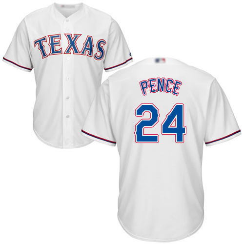 Rangers #24 Hunter Pence White Cool Base Stitched Youth MLB Jersey