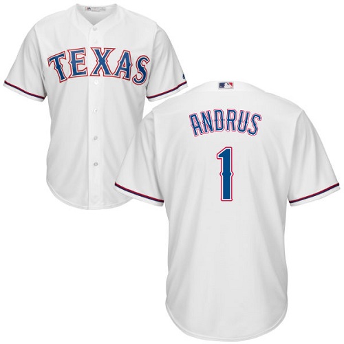 Rangers #1 Elvis Andrus White Cool Base Stitched Youth MLB Jersey