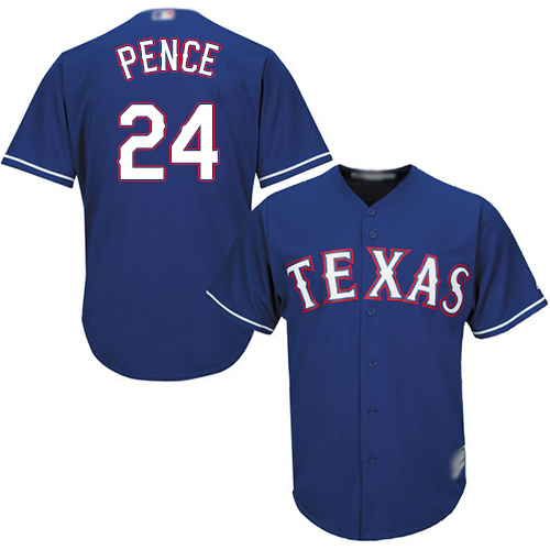 Rangers #24 Hunter Pence Blue Cool Base Stitched Youth MLB Jersey