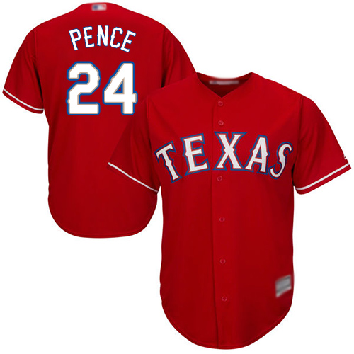 Rangers #24 Hunter Pence Red Cool Base Stitched Youth MLB Jersey