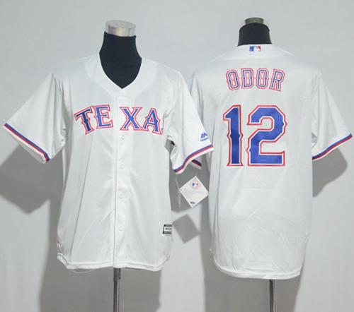 Rangers #12 Rougned Odor White Cool Base Stitched Youth MLB Jersey