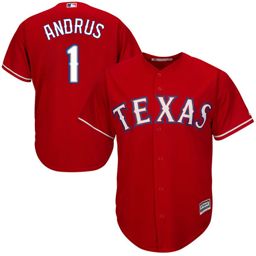 Rangers #1 Elvis Andrus Red Cool Base Stitched Youth MLB Jersey