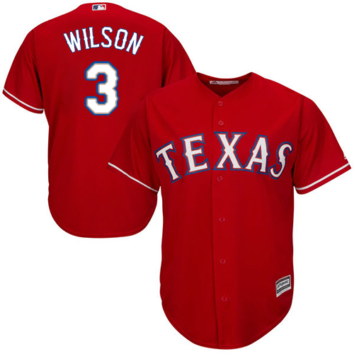 Rangers #3 Russell Wilson Red Cool Base Stitched Youth MLB Jersey