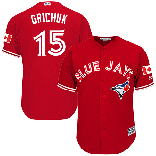 Blue Jays #15 Randal Grichuk Red Cool Base Canada Day Stitched Youth MLB Jersey