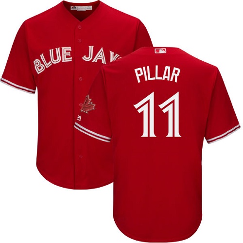 Blue Jays #11 Kevin Pillar Red Cool Base Canada Day Stitched Youth MLB Jersey