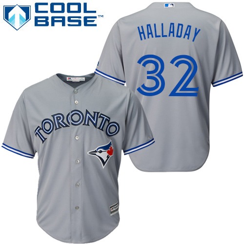 Blue Jays #32 Roy Halladay Grey Cool Base Stitched Youth MLB Jersey