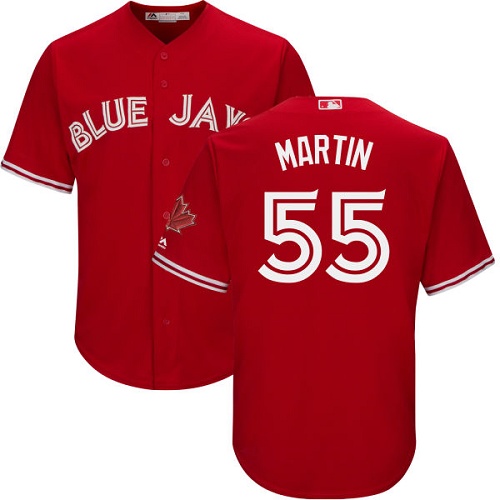 Blue Jays #55 Russell Martin Red Cool Base Canada Day Stitched Youth MLB Jersey