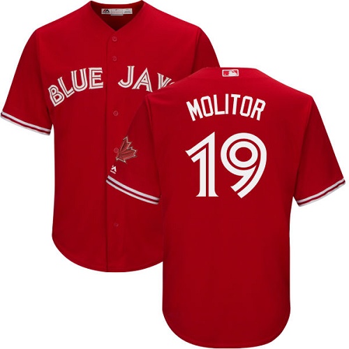 Blue Jays #19 Paul Molitor Red Cool Base Canada Day Stitched Youth MLB Jersey