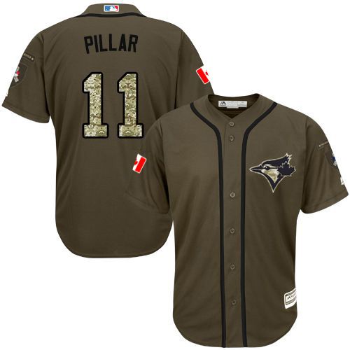 Blue Jays #11 Kevin Pillar Green Salute to Service Stitched Youth MLB Jersey