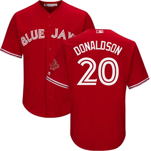Blue Jays #20 Josh Donaldson Red Cool Base Canada Day Stitched Youth MLB Jersey