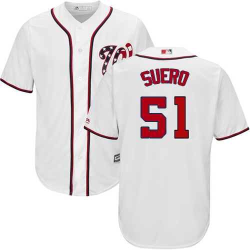 Nationals #51 Wander Suero White New Cool Base Stitched Youth MLB Jersey