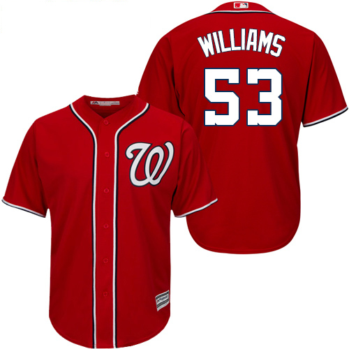 Nationals #53 Austen Williams Red New Cool Base Stitched Youth MLB Jersey