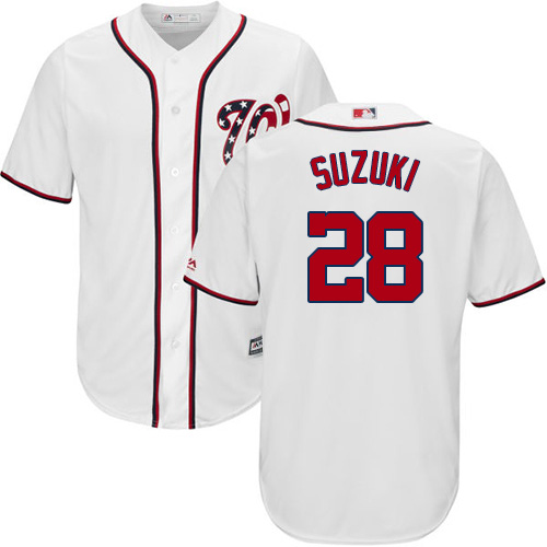 Nationals #28 Kurt Suzuki White New Cool Base Stitched Youth MLB Jersey