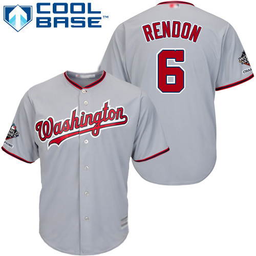 Nationals #6 Anthony Rendon Grey Cool Base 2019 World Series Champions Stitched Youth MLB Jersey