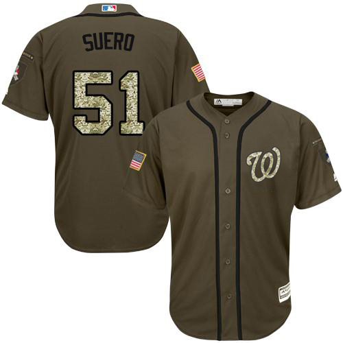 Nationals #51 Wander Suero Green Salute to Service Stitched Youth MLB Jersey
