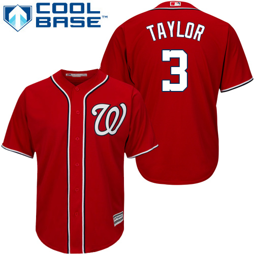 Nationals #3 Michael Taylor Red Cool Base Stitched Youth MLB Jersey