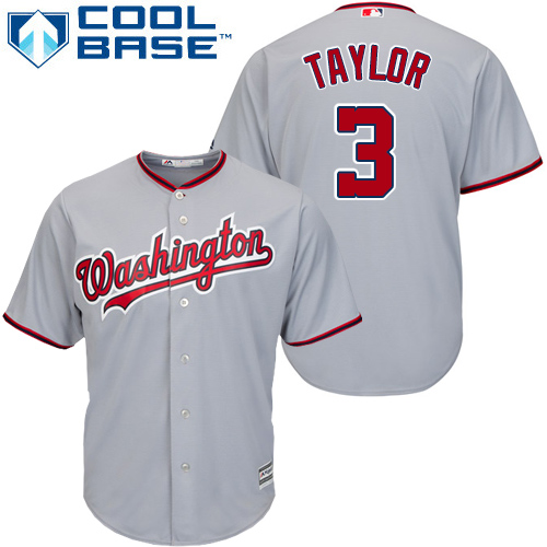 Nationals #3 Michael Taylor Grey Cool Base Stitched Youth MLB Jersey