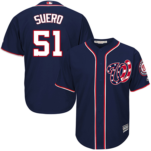 Nationals #51 Wander Suero Navy Blue New Cool Base Stitched Youth MLB Jersey