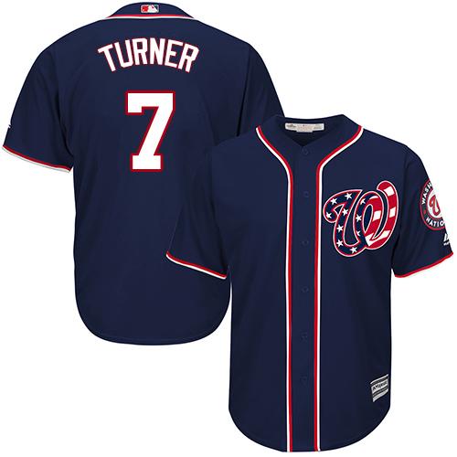 Nationals #7 Trea Turner Navy Blue Cool Base Stitched Youth MLB Jersey