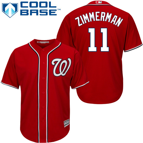 Nationals #11 Ryan Zimmerman Red Cool Base Stitched Youth MLB Jersey