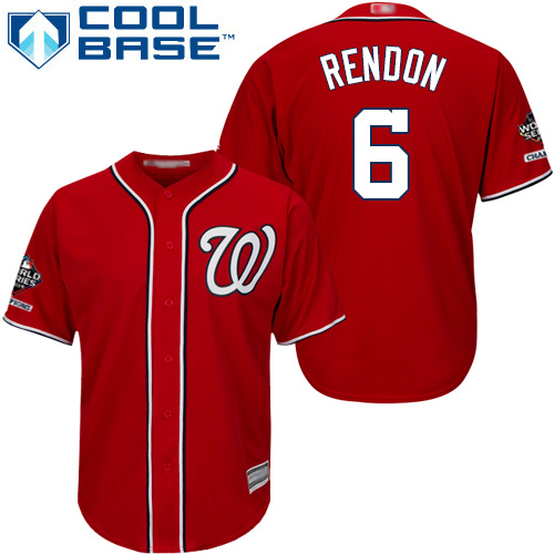 Nationals #6 Anthony Rendon Red Cool Base 2019 World Series Champions Stitched Youth MLB Jersey