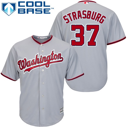 Nationals #37 Stephen Strasburg Grey Cool Base Stitched Youth MLB Jersey