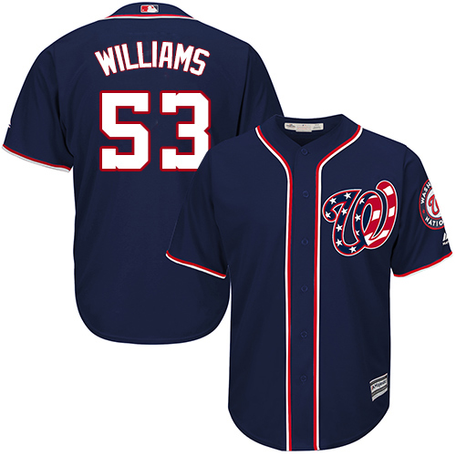 Nationals #53 Austen Williams Navy Blue New Cool Base Stitched Youth MLB Jersey