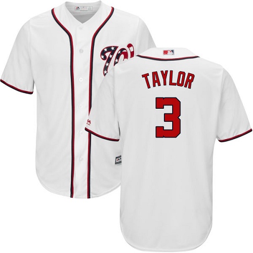 Nationals #3 Michael Taylor White Cool Base Stitched Youth MLB Jersey