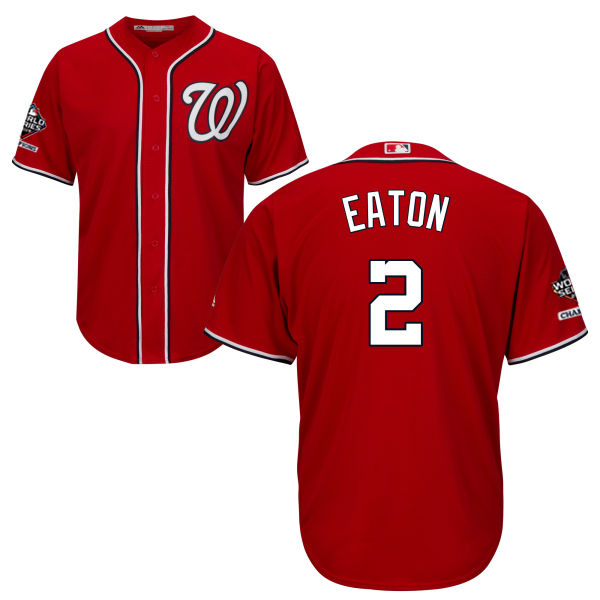 Nationals #2 Adam Eaton Red Cool Base 2019 World Series Champions Stitched Youth MLB Jersey