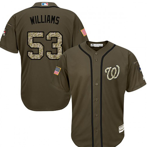 Nationals #53 Austen Williams Green Salute to Service Stitched Youth MLB Jersey