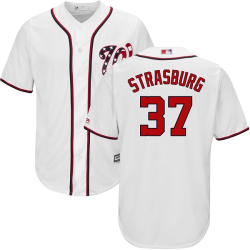 Nationals #37 Stephen Strasburg White Cool Base Stitched Youth MLB Jersey