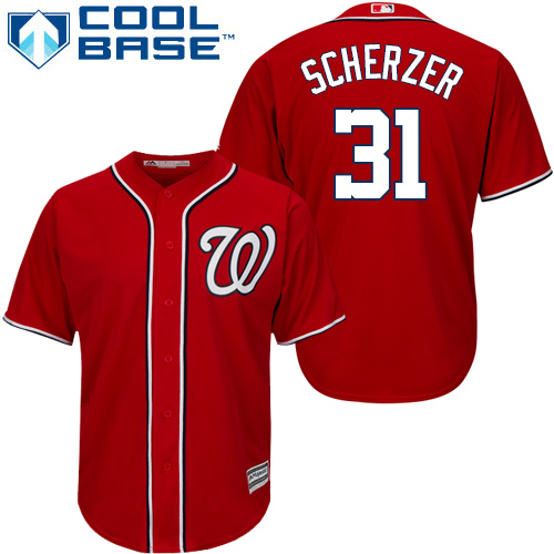 Nationals #31 Max Scherzer Red Cool Base Stitched Youth MLB Jersey