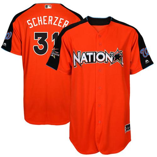 Nationals #31 Max Scherzer Orange 2017 All-Star National League Stitched Youth MLB Jersey