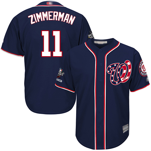 Nationals #11 Ryan Zimmerman Navy Blue Cool Base 2019 World Series Champions Stitched Youth MLB Jersey