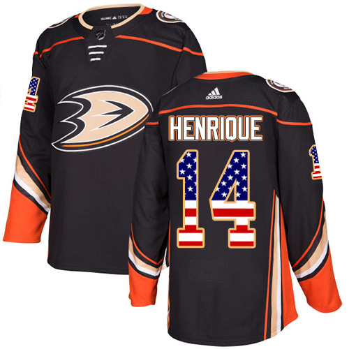 Adidas Ducks #14 Adam Henrique Black Home Authentic USA Flag Youth Stitched NHL Jersey