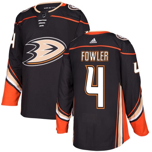 Adidas Ducks #4 Cam Fowler Black Home Authentic Youth Stitched NHL Jersey