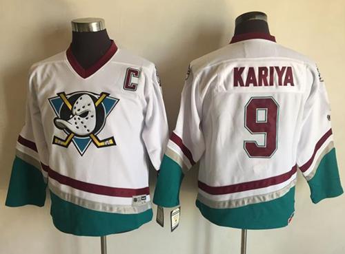 Ducks #9 Paul Kariya White CCM Throwback Youth Stitched NHL Jersey