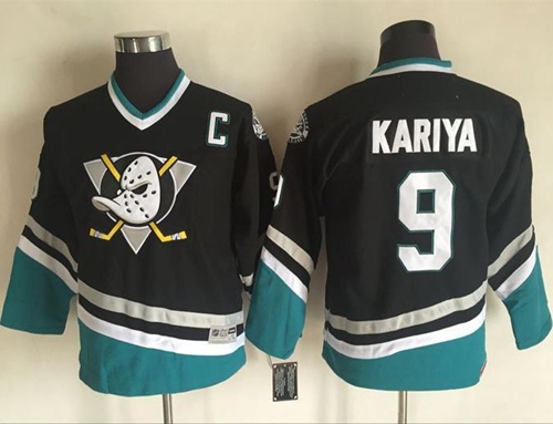 Ducks #9 Paul Kariya Black CCM Throwback Youth Stitched NHL Jersey