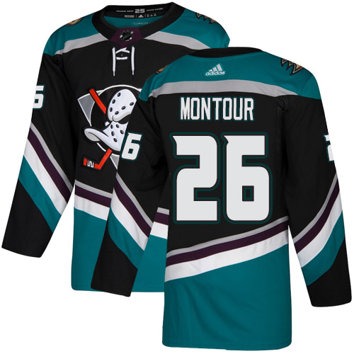 Adidas Ducks #26 Brandon Montour Black/Teal Alternate Authentic Youth Stitched NHL Jersey