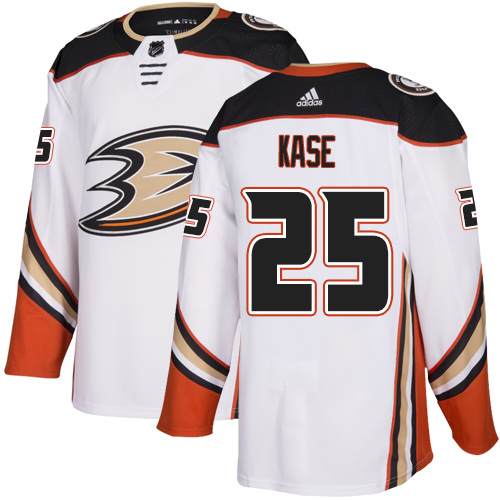 Adidas Ducks #25 Ondrej Kase White Road Authentic Youth Stitched NHL Jersey