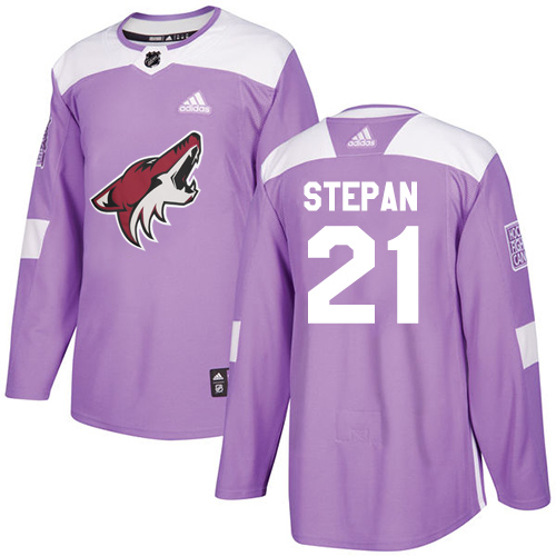 Adidas Coyotes #21 Derek Stepan Purple Authentic Fights Cancer Stitched Youth NHL Jersey