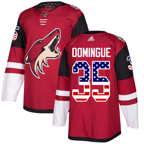 Adidas Coyotes #35 Louis Domingue Maroon Home Authentic USA Flag Stitched Youth NHL Jersey